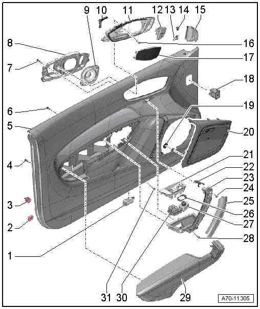 Audi Manuals > A1 > Body > General body repairs, interior > Trim, noise insulation