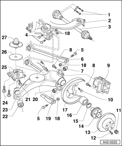 Audi Workshop Manuals > A3 Mk1 > Running gear, front-wheel ...