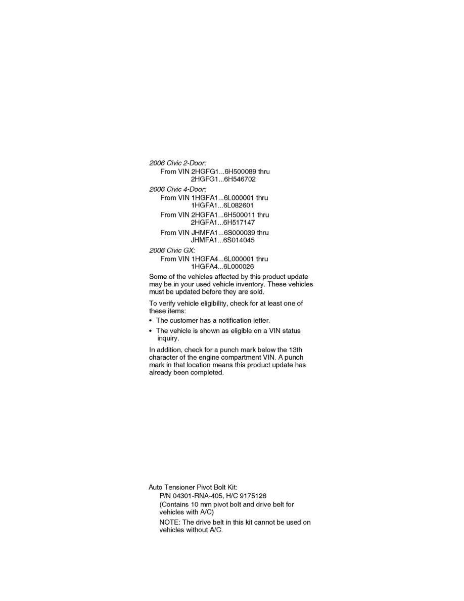 Service bulletin from honda upper engine knock #5