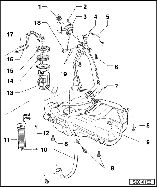 Skoda Manuals > Fabia Mk1 > Engine > 1.9/74 TDI Engine, Mechanics > Fuel supply, gas