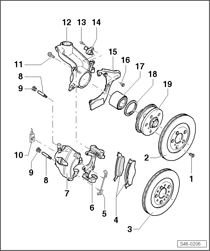 Skoda Manuals > Octavia Mk1 > Brake systems > Brake, brake