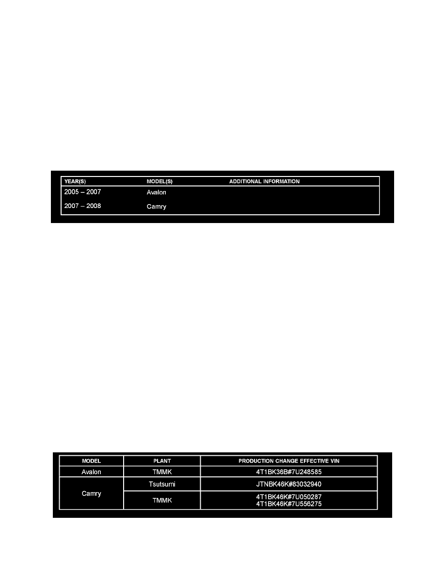 2005 Toyota camry technical service bulletins