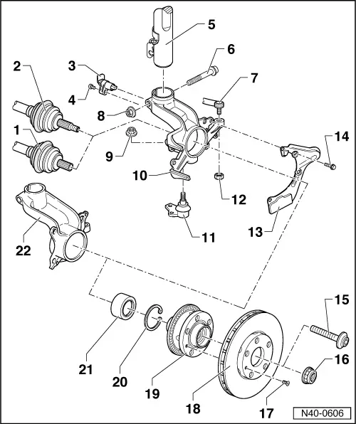 Volkswagen Manuals > Golf Mk4 > Running gear, axles, steering