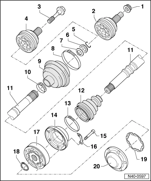 Volkswagen Manuals > Golf Mk4 > Running gear, axles, steering