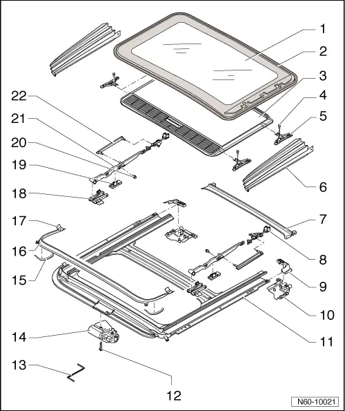Volkswagen Manuals > Golf Mk5 > Body > General body repairs, exterior > Sliding roof