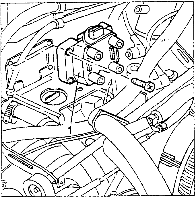 Ignition coils on support bracket with screws