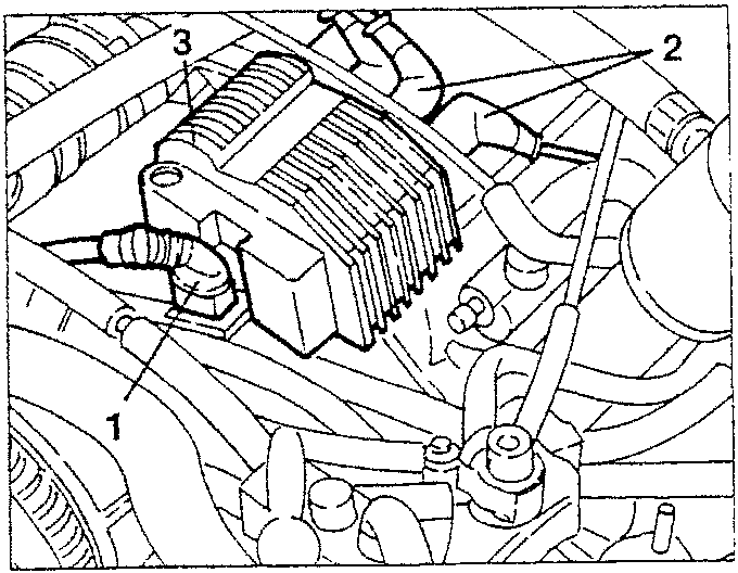 Illustration showing removal of ignition coil with labeled parts