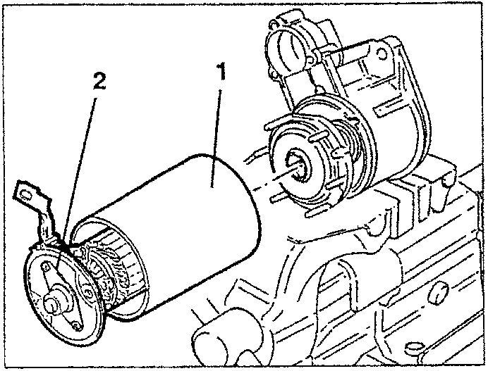 Diagram showing rotor being removed from pole frame