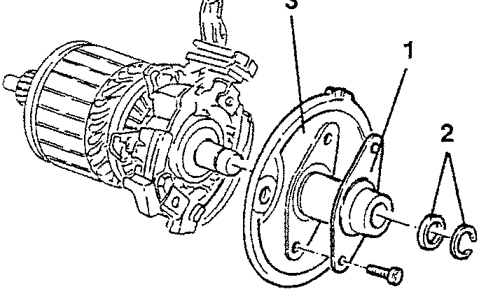 Diagram showing rotor, collector side support, and washers