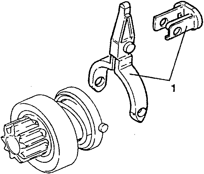 Diagram showing a starter coupling with two fork levers detached.