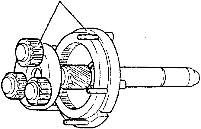 Diagram showing a differential drive gear separated from a reversing gear, with numbered part 1.
