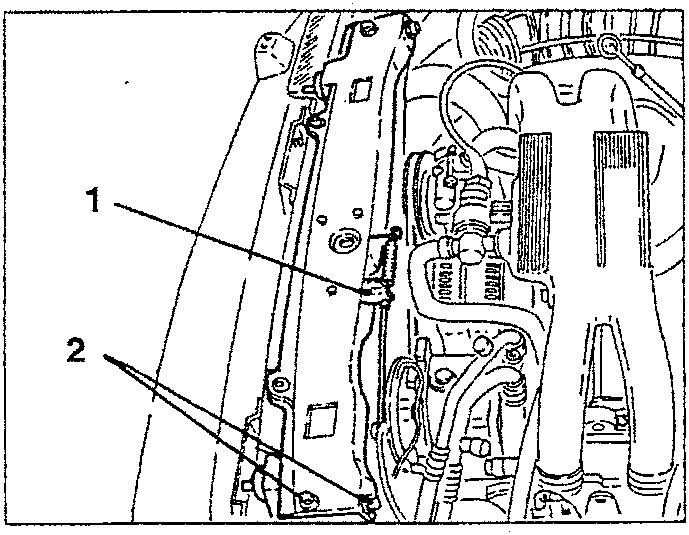 Alternator removal diagram showing fan, alternator, and mounting brackets