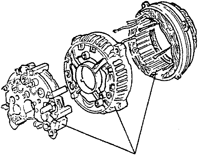 Rectifier unit separated from collector ring and stator