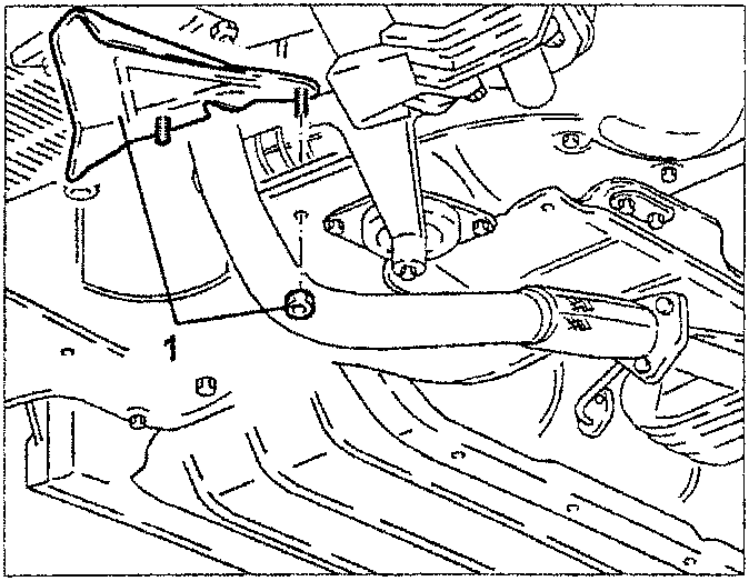 Diagram showing starter motor removal with numbered parts: 1. Starter motor, 2. Electrical connection.