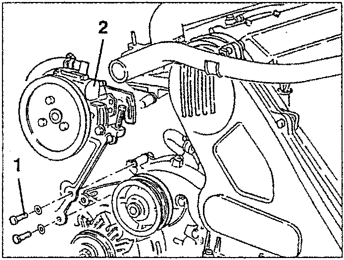 Power steering pump removal with belt and bracket
