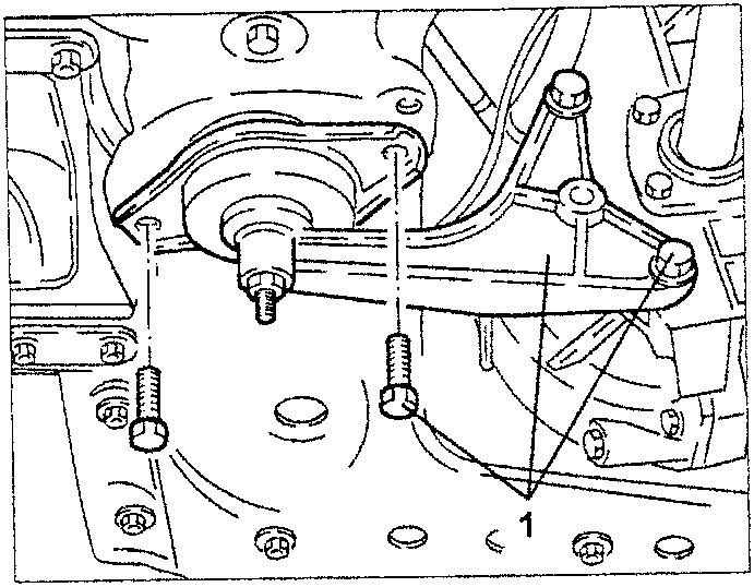 Engine with rear support and bolts