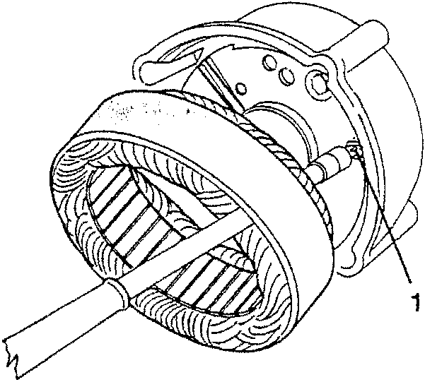 Diagram showing the rectifying unit being loosened from the collector rings support