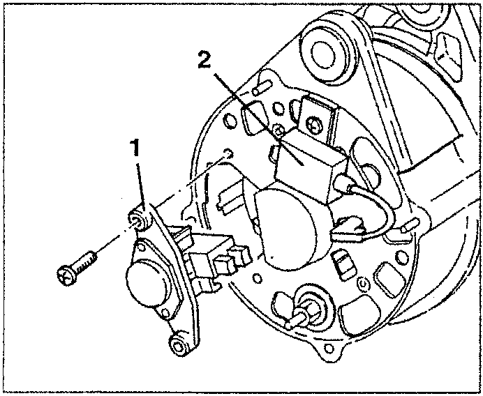 Diagram showing a voltage regulator being removed from an alternator