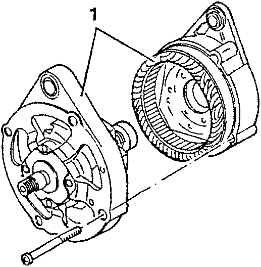 Diagram showing the drive side support and rotor being separated from the collector rings support