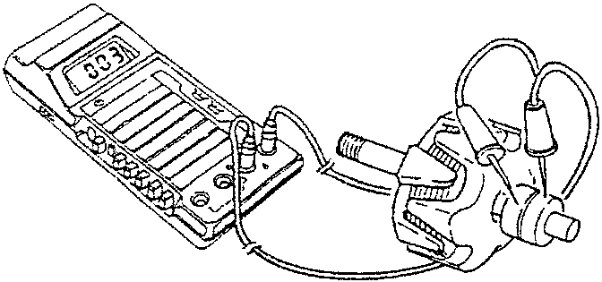 Diagram showing a multimeter connected to a rotor winding