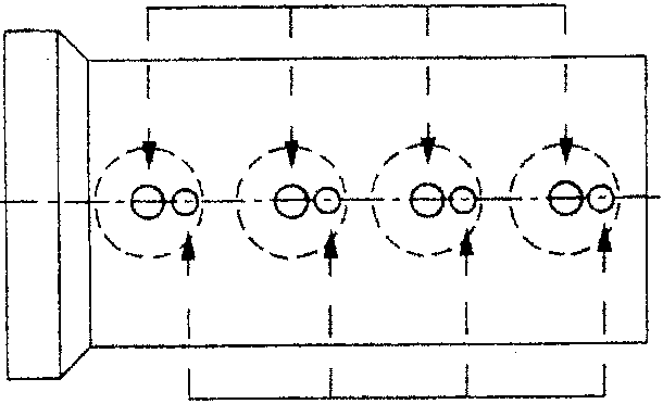 Illustration showing central spark plugs (M14) and side spark plugs (M10) layout