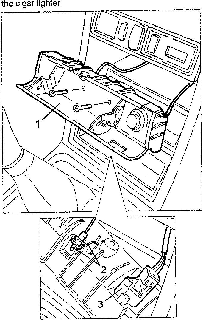 Diagram showing removal of cigar lighter bulb