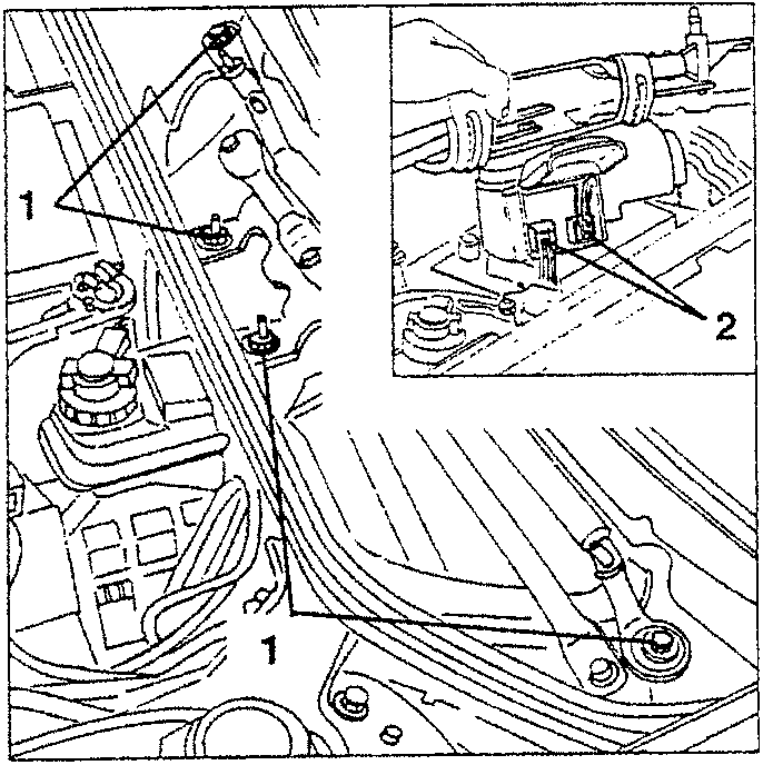 Windscreen wiper unit with nuts and screws