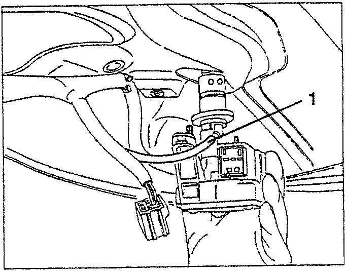 Close-up of rearscreen motor with cleaning fluid tube