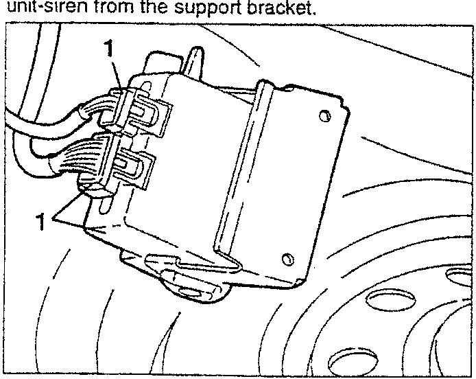 Illustrates removal of unit-siren from support bracket