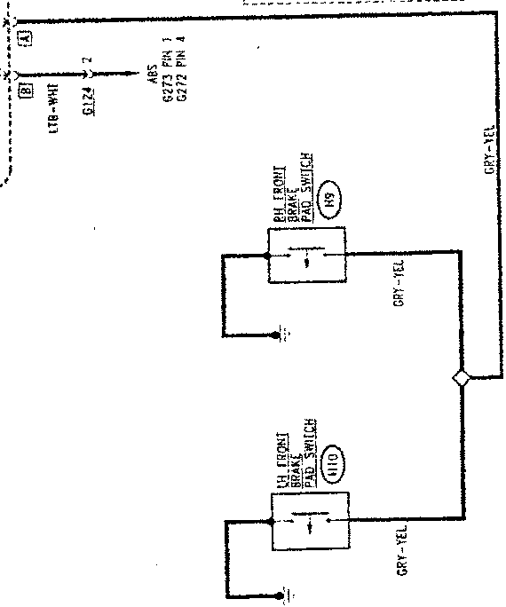 Wiring diagram section showing instrument cluster, front brake pad switches, and related wiring.