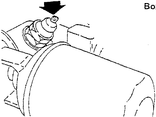 Boxer engine with arrow pointing to oil pressure contact