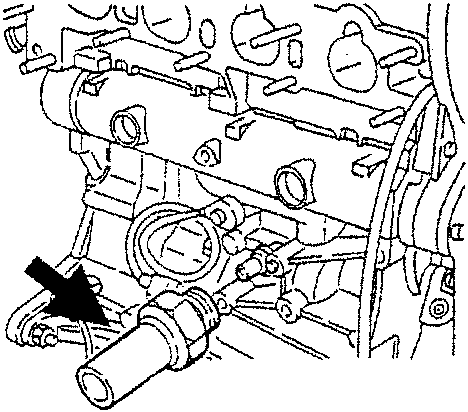 T.SPARK engine with arrow pointing to oil pressure contact