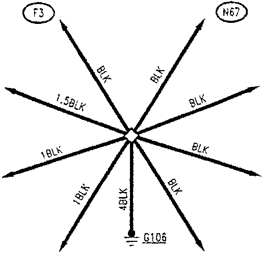 Central electrical diagram showing connections for ceiling lights, antitheft device, door locking system, motronic/IAW TD engine control, heated seats G355a and G355b, and doors open sensors. Wires are labeled with colors such as BLK, 1BLK, 1.5BLK, 4BLK, and the central point is marked G106.