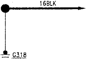 Diagram showing G318 connected to power supply via 35BLK wire, with G53b and A1 labeled.