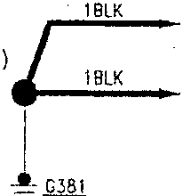 Diagram showing G318 connected to power supply via 35BLK wire, with G53b and A1 labeled.