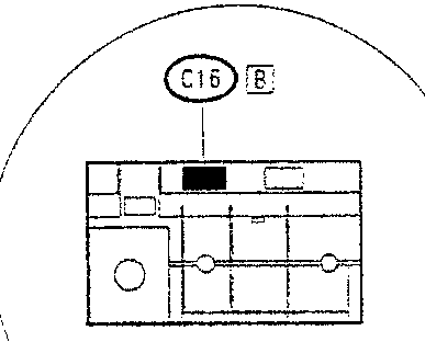 Diagram showing fuse box layout with C16 and B marked.