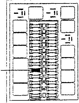 Fuse box diagram labeled F15 with black base, yellow base, and green fuseholder indicators.
