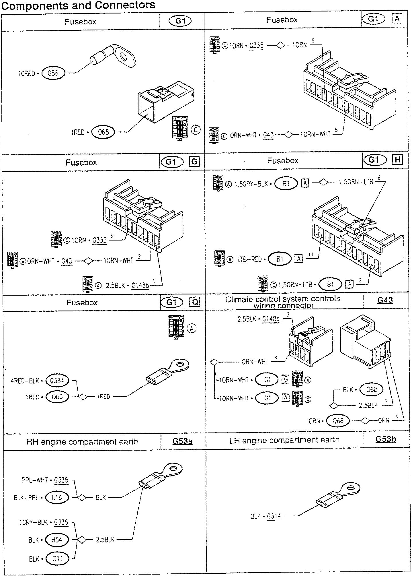 Fusebox diagram with wires labeled 10RED·G56 and 1RED·Q65