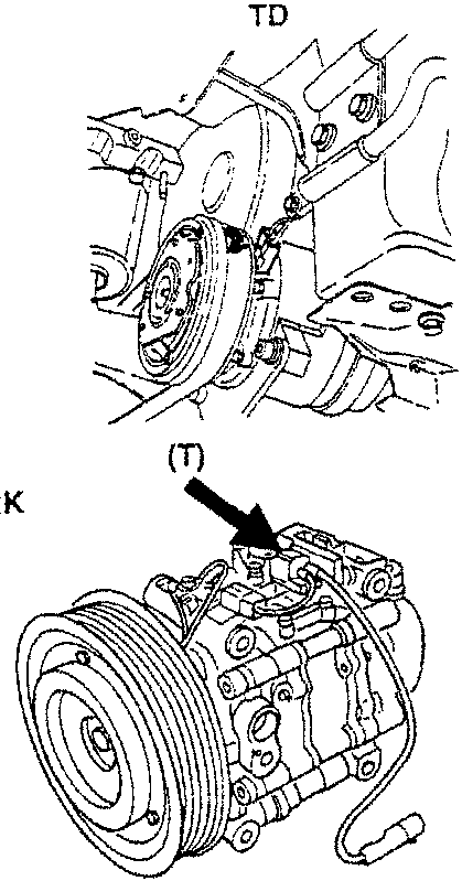 Compressor electromagnetic joint diagram showing TD and T.SPARK components