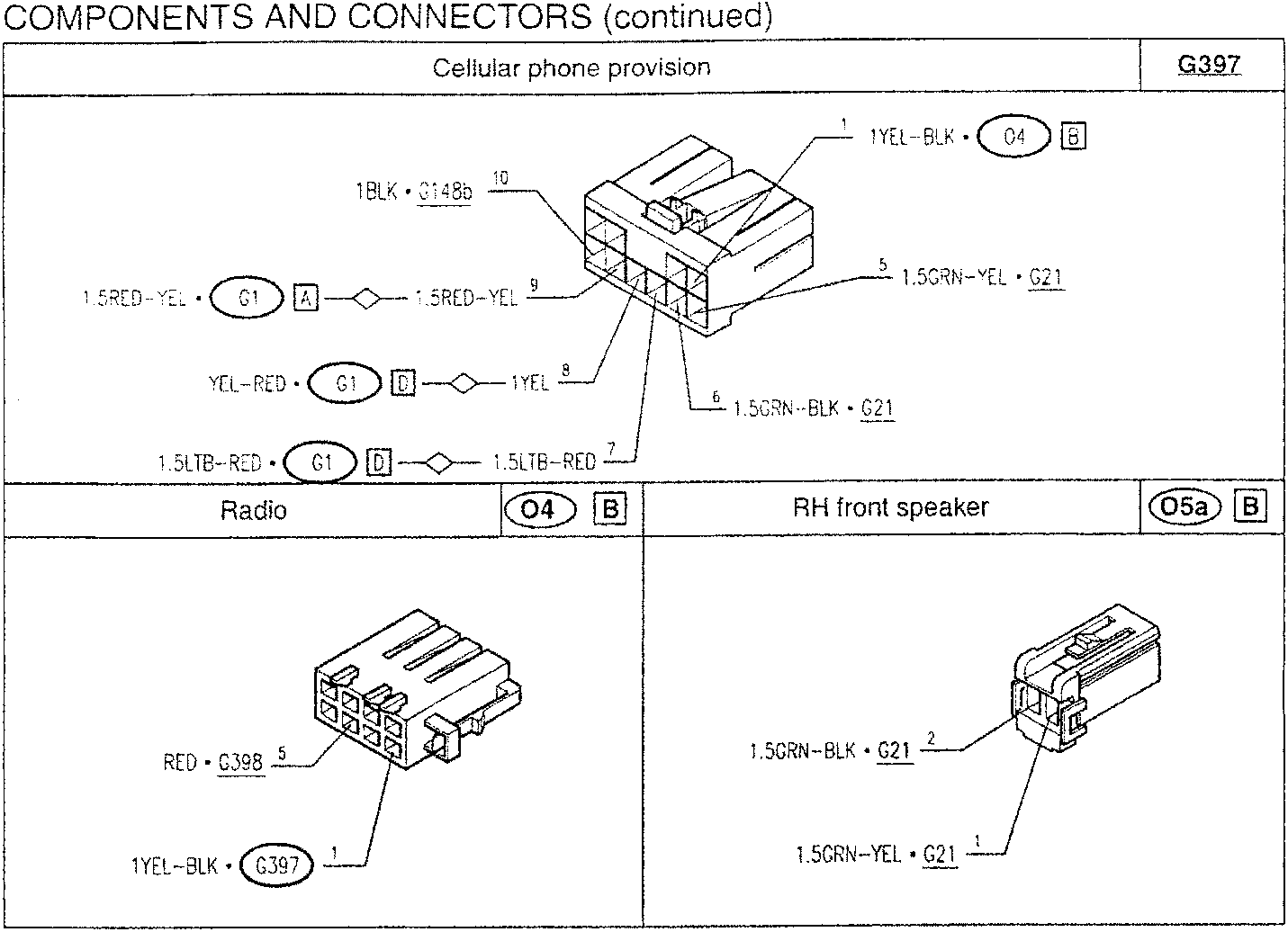 Wiring diagram for cellular phone provision and radio speaker connectors