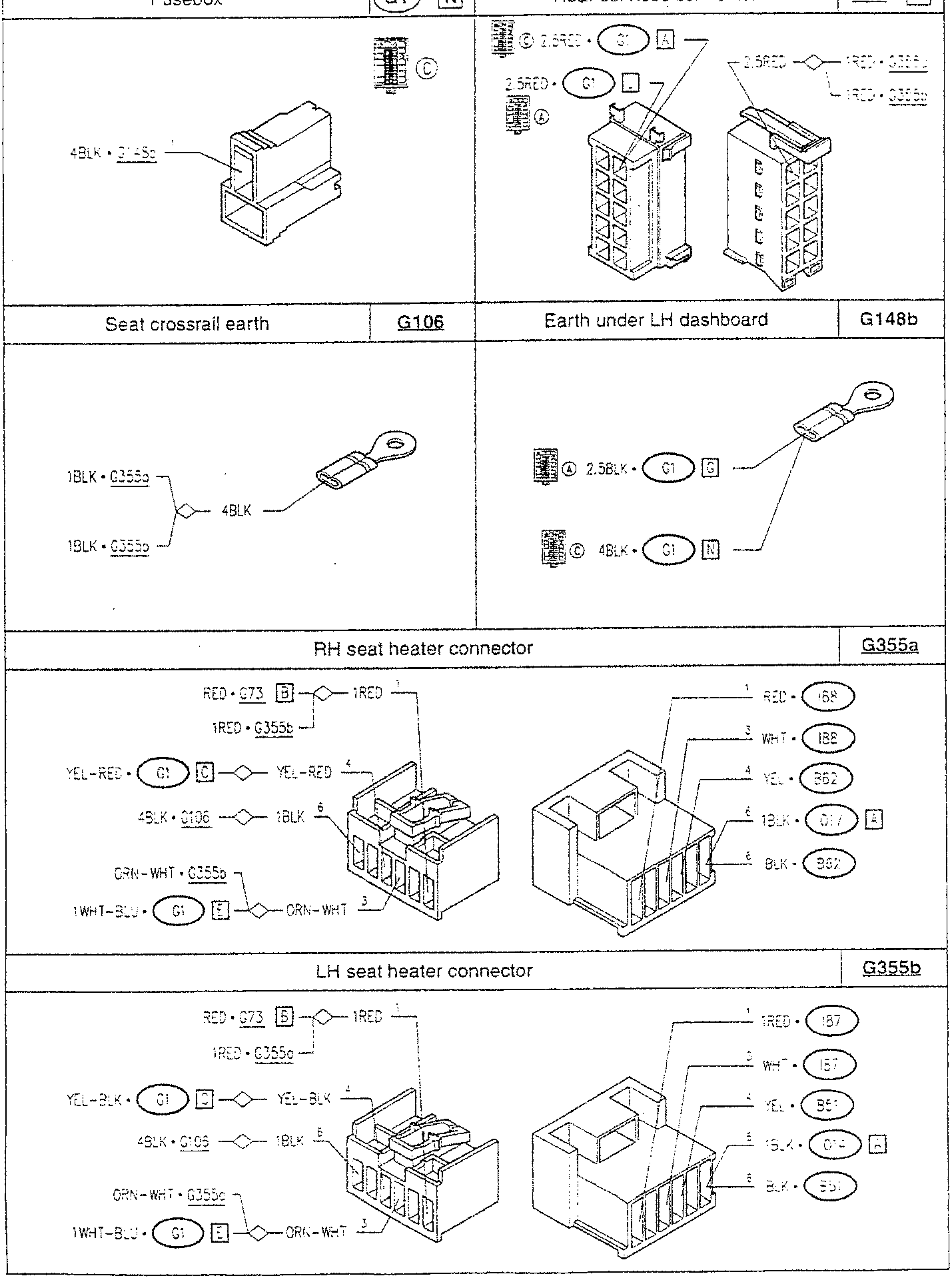 Fusebox with wire labeled 4BLK • G1•45b