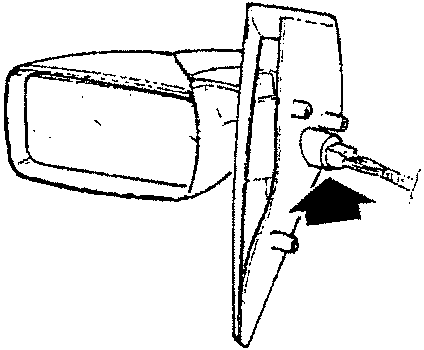 wing mirror motor with arrow pointing to adjustment mechanism