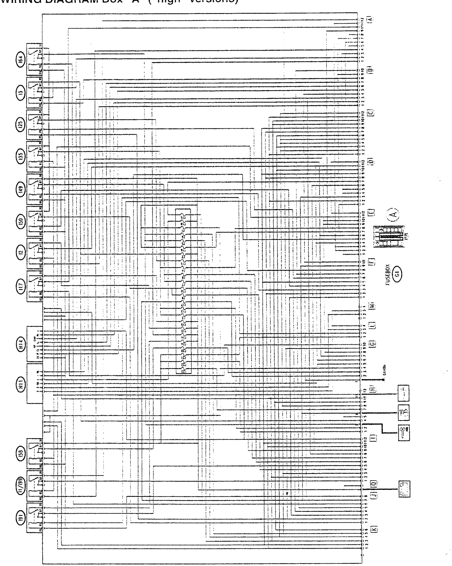 Wiring diagram box "a" ("high" versions)
