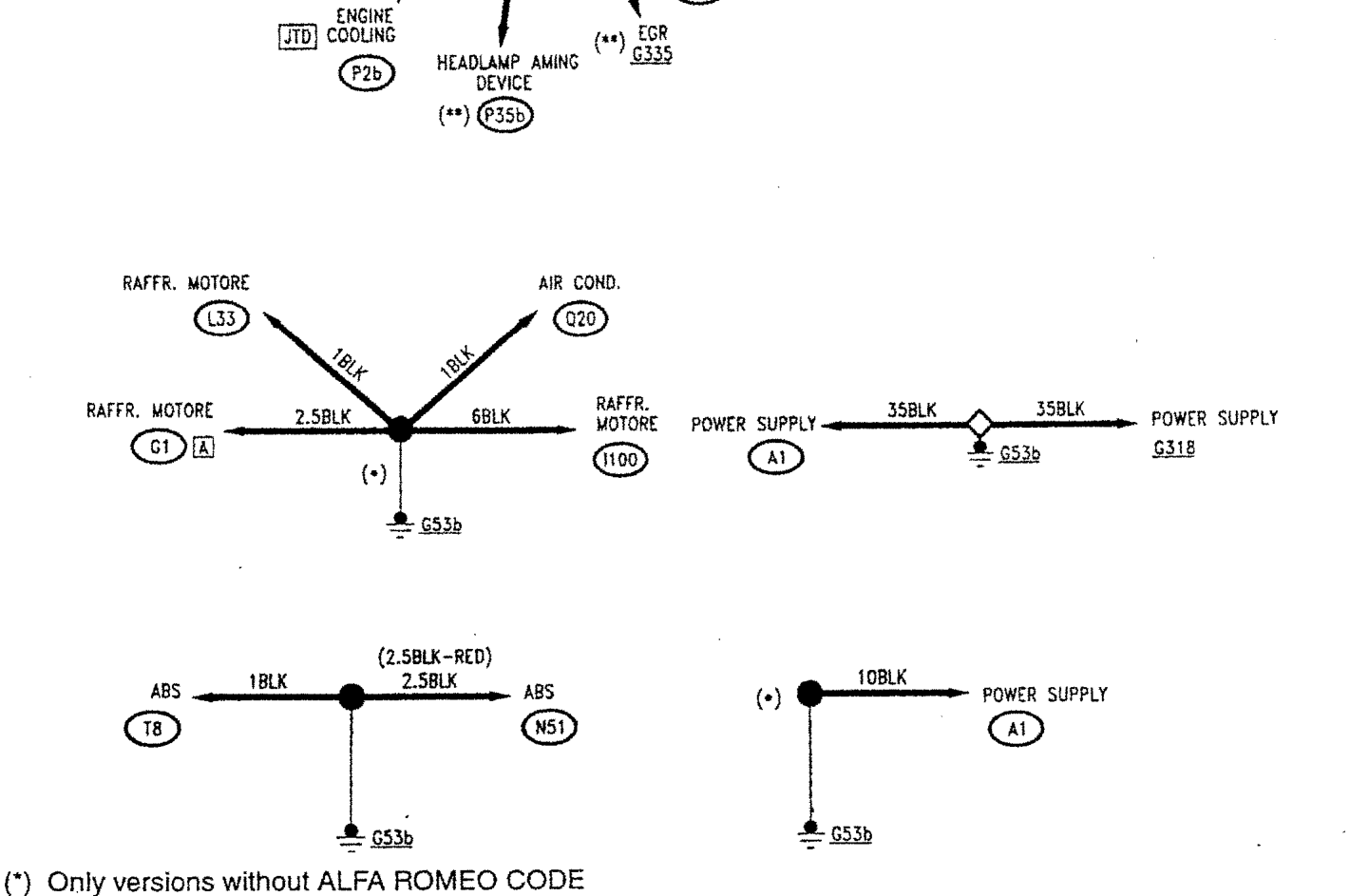 Earth points G53b and G53c with their connections