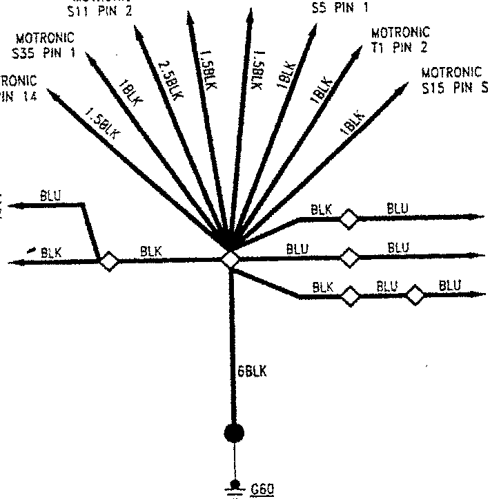 Diagram showing electrical connections for earth points on G60 (T.SPARK Version), labeled F2, with various MOTRONIC pins and wire colors connected to a central point labeled G60.