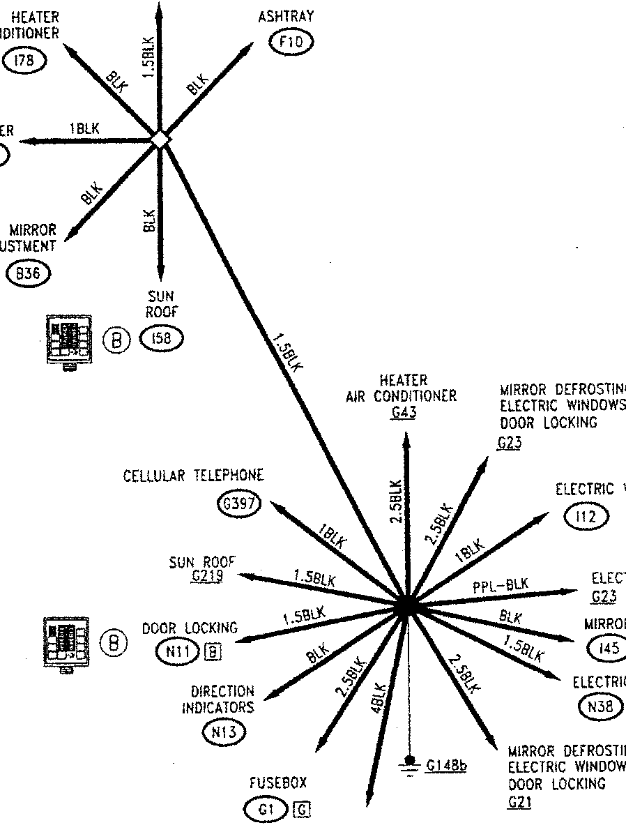 Wiring diagram for vehicle's electrical system components