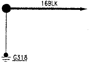 Diagram showing G318 connected to power supply via 35BLK wire with G53b component
