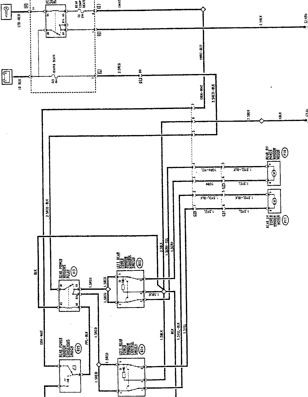 Rear power window circuit wiring diagram