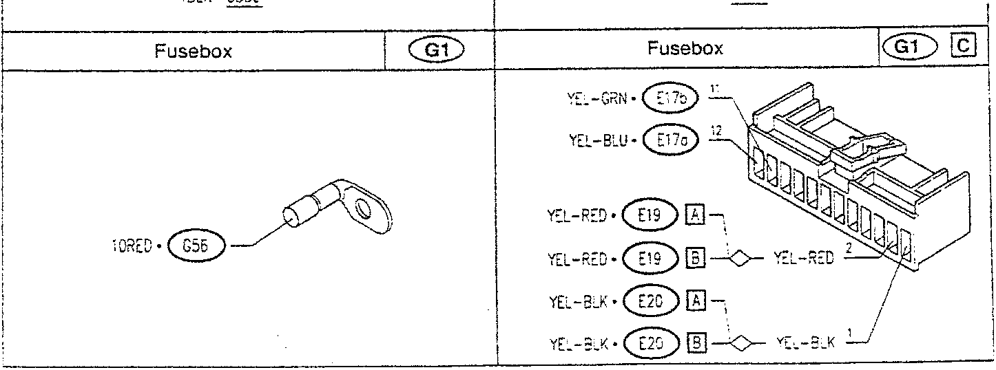 Fusebox diagram with wire connections labeled 10RED and G56.
