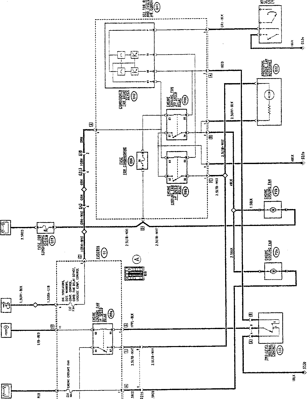 Wiring diagram for checking the engine fan on Boxer versions up to chassis no. 4065017